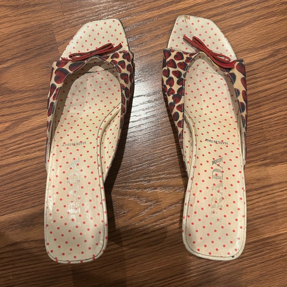 Authentic vintage Prada Red and Cream Mules.